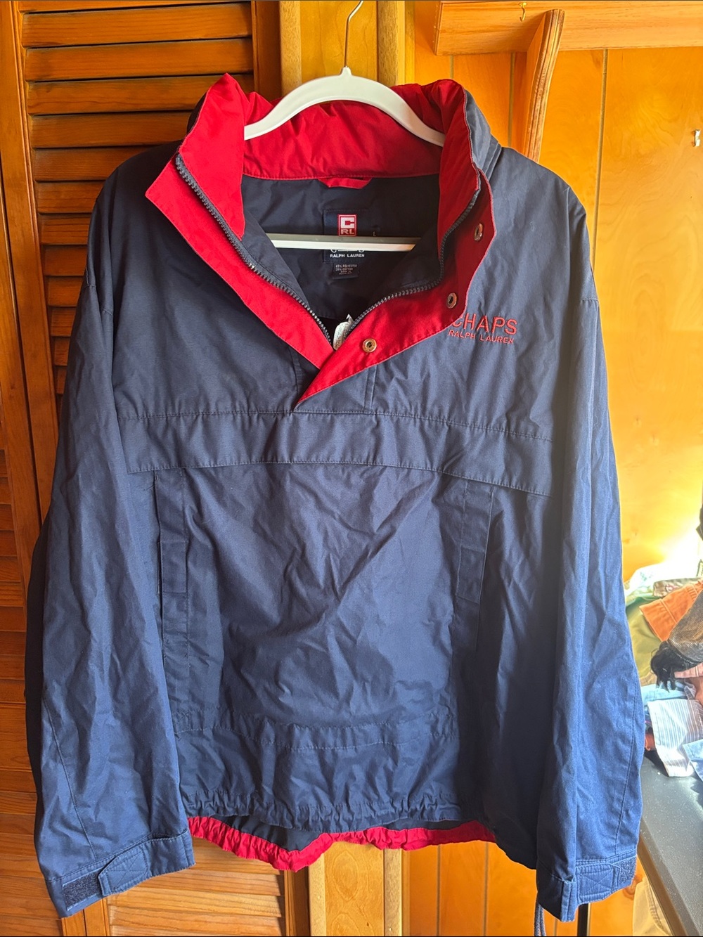 Chaps Ralph Lauren Navy with Red Trim Pullover Windbreaker